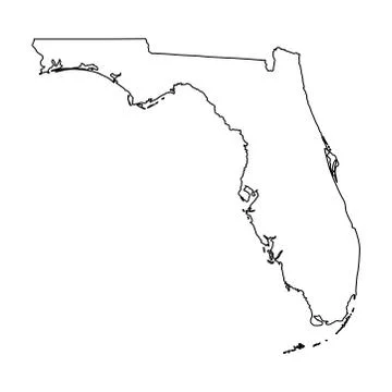 Florida FL State Border USA Map Outline Stock Illustration