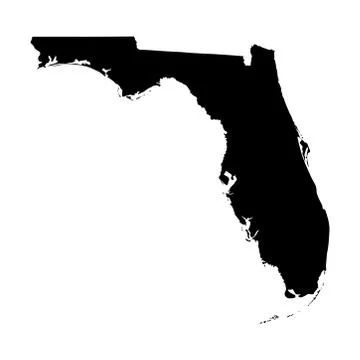 Florida FL State Border USA Map Solid Stock Illustration
