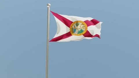 Florida flag on flagpole. FL flag fluttering in the wind. USA. Stock Footage 171412605