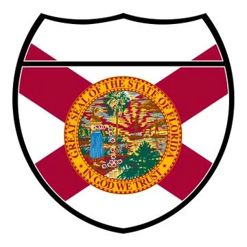 Florida Flag In An Interstate Sign Stock Illustration