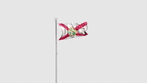 Florida   Flag Pole  Animation Include Alpha 3D Rendering 스톡 동영상 283096574