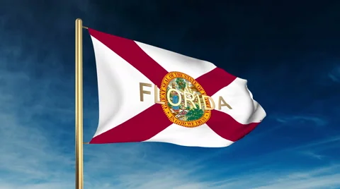 Florida flag slider style with title. Waving in the wind with cloud background Stock Footage 48161829