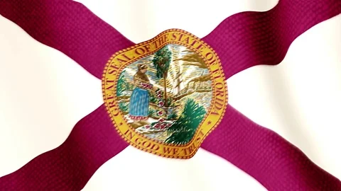 Florida flag waving animation Stock Footage 76147581