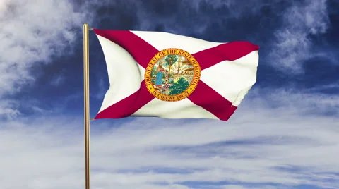 Florida flag waving in the wind. Green screen, alpha matte. Loopable animation 스톡 동영상 48162317