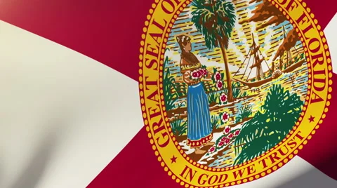 Florida flag waving in the wind. Looping sun rises style.  Animation loop 스톡 동영상 48162007
