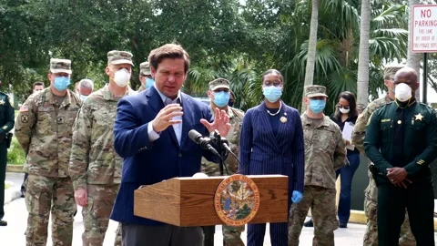 Florida Governor Ron DeSantis press conference Stock Footage 168481447