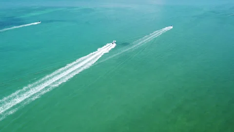 Florida Keys boat traffic through turquoise waters Stock Footage 344008308