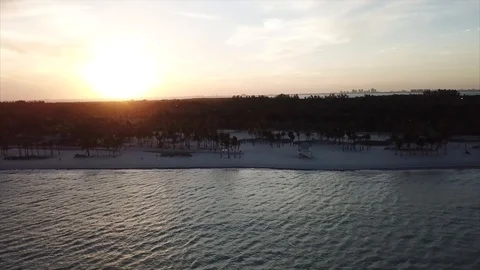Florida Keys Golden Red Sunset Landscape Drone Shot Stock Footage 88414907