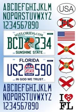 Florida License car plate pattern design 2026, 250th anniversary Stock Illustration