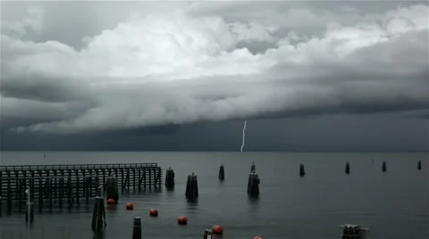 Florida Lightning Storm Over Water Stock Footage