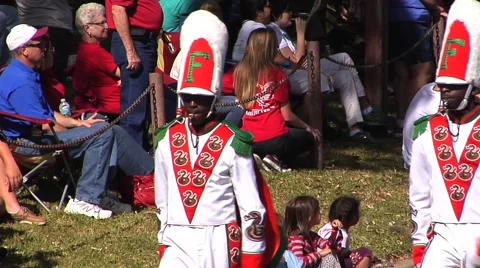 Florida A &amp; M -2 Marching Band MCU drum major, pan right brass section Stock-Footage 44688108