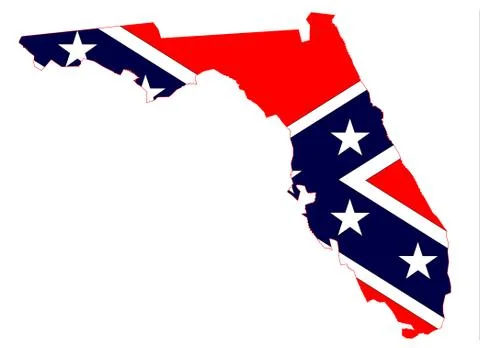 Florida Map And Confederate Flag Stock Illustration