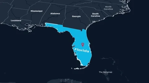 Florida Map Animation Locator Zoom 4K Motion Graphic Stock Footage 342988355