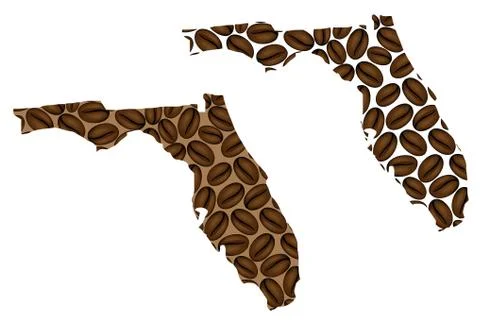 Florida -  map of coffee bean Stock Illustration