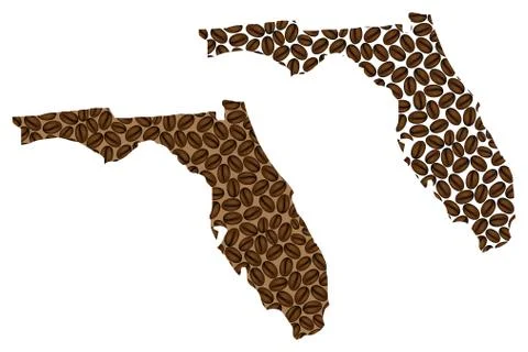 Florida -  map of coffee bean Stock Illustration