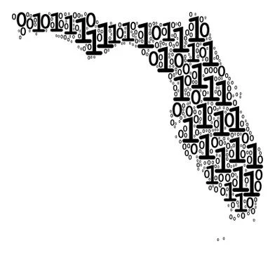 Florida Map Collage of Binary Digits Illustrazione stock
