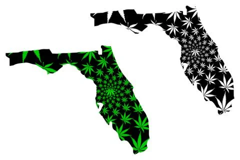 Florida - map is designed cannabis leaf Stock Illustration