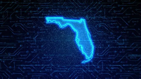 Florida Map Digital Technology Opener Video stock 335475591