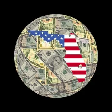 Florida map dollars globe Illustrazione stock