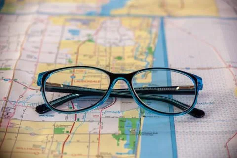 Florida Map with Eyeglasses Stock Photos