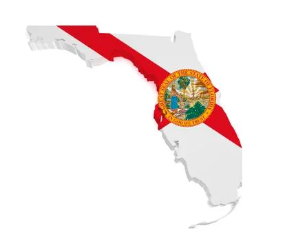 Florida map flag 3d shape Stock Illustration