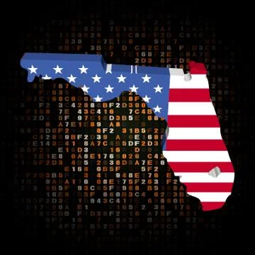 Florida map flag on hex code illustration Stock Illustration