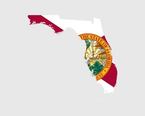 Florida Map Flag. Map of FL, USA with the state flag. Stock Illustration