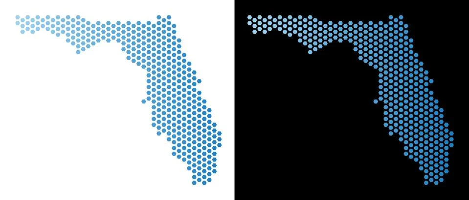 Florida Map Hex-Tile Mosaic Illustrazione stock