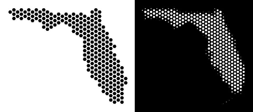 Florida Map Hexagonal Scheme Ilustração Stock