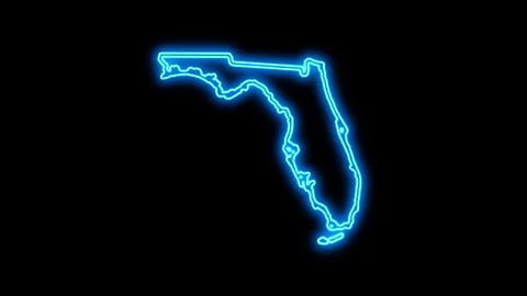Florida Map Outline Neon Lights Stock Footage 332891558