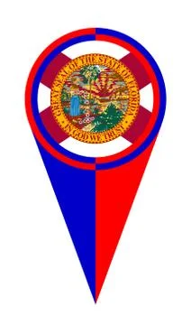 Florida Map Pointer Location Flag Stock Illustration