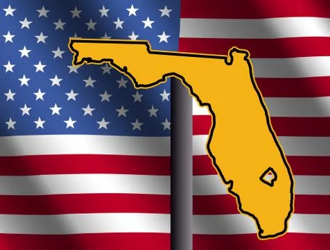Florida map sign with flag Stock Illustration