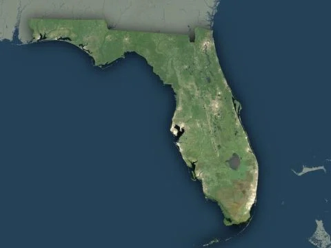 Florida on a map with state borders and cities Illustrazione stock