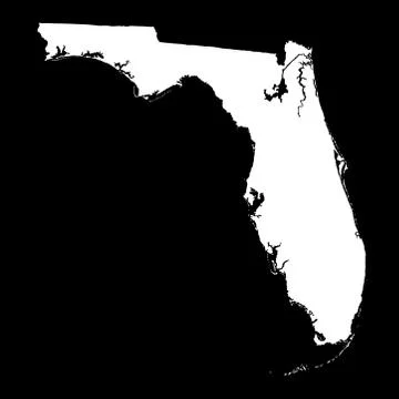 Florida map vector silhouette illustration isolated on black Stock Illustration
