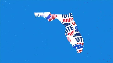 Florida Map with Vote Pattern on Blue Background Video stock 347176752