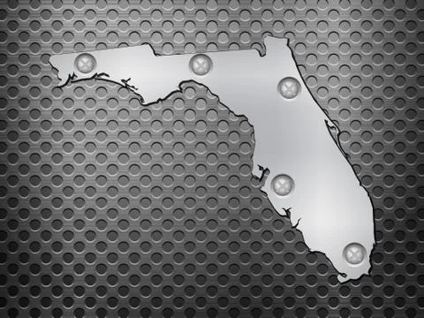 Florida metal map Stock Illustration