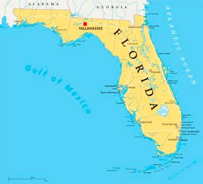 Florida political map Stock Illustration