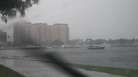 Florida Rain Storm Boats 2 Stock Footage