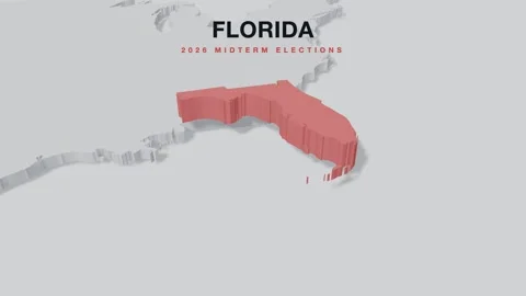 Florida Republican 2026 Midterm Election Map 3D Stock Footage 342723677
