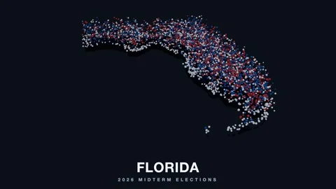 Florida Republican 2026 Midterm Election Map 3D Stock Footage 342723679