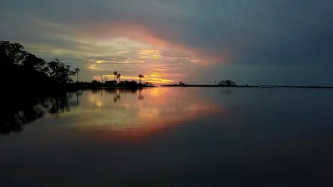 Florida River Sunset Drone Shot Vídeos de archivo 88069549