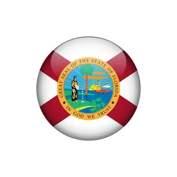 Florida Round Circle Button Flag of the US States Vector Template Stock Illustration
