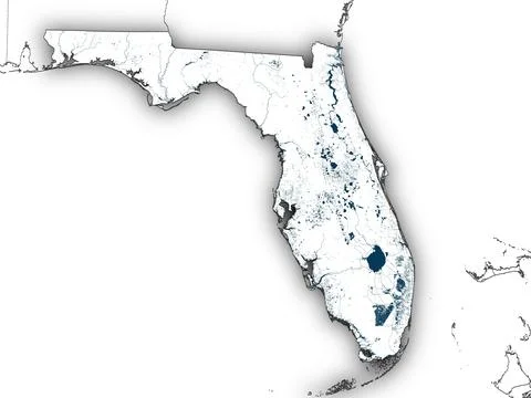 Florida shape with state borders, white map Illustrazione stock