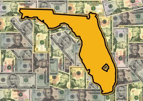 Florida sign with dollars Illustrazione stock