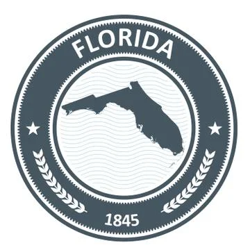 Florida stamp with state map contour Stock Illustration