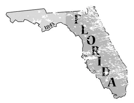 Florida State and Date Map Grunged Stock Illustration