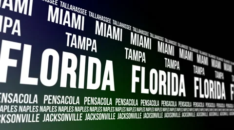 Florida State and Major Cities Scrolling Banner Stock Footage 43247213