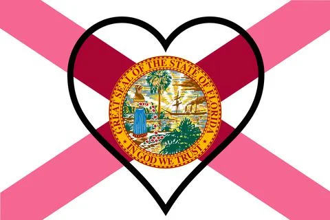 Florida State Flag With Heart Stock Illustration