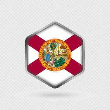Florida State Flag Icon in Hexagon Shape. Stock Illustration