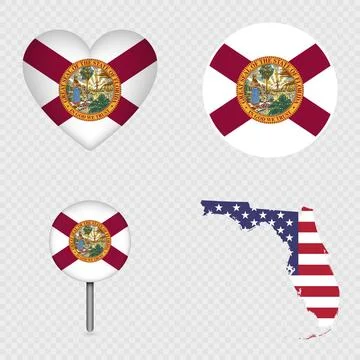 Florida State Flag Icons Pack. Vector illustration. Stock Illustration